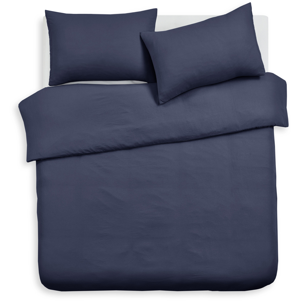 Velosso Single Navy Plain Microfibre Duvet Cover Set Image 2
