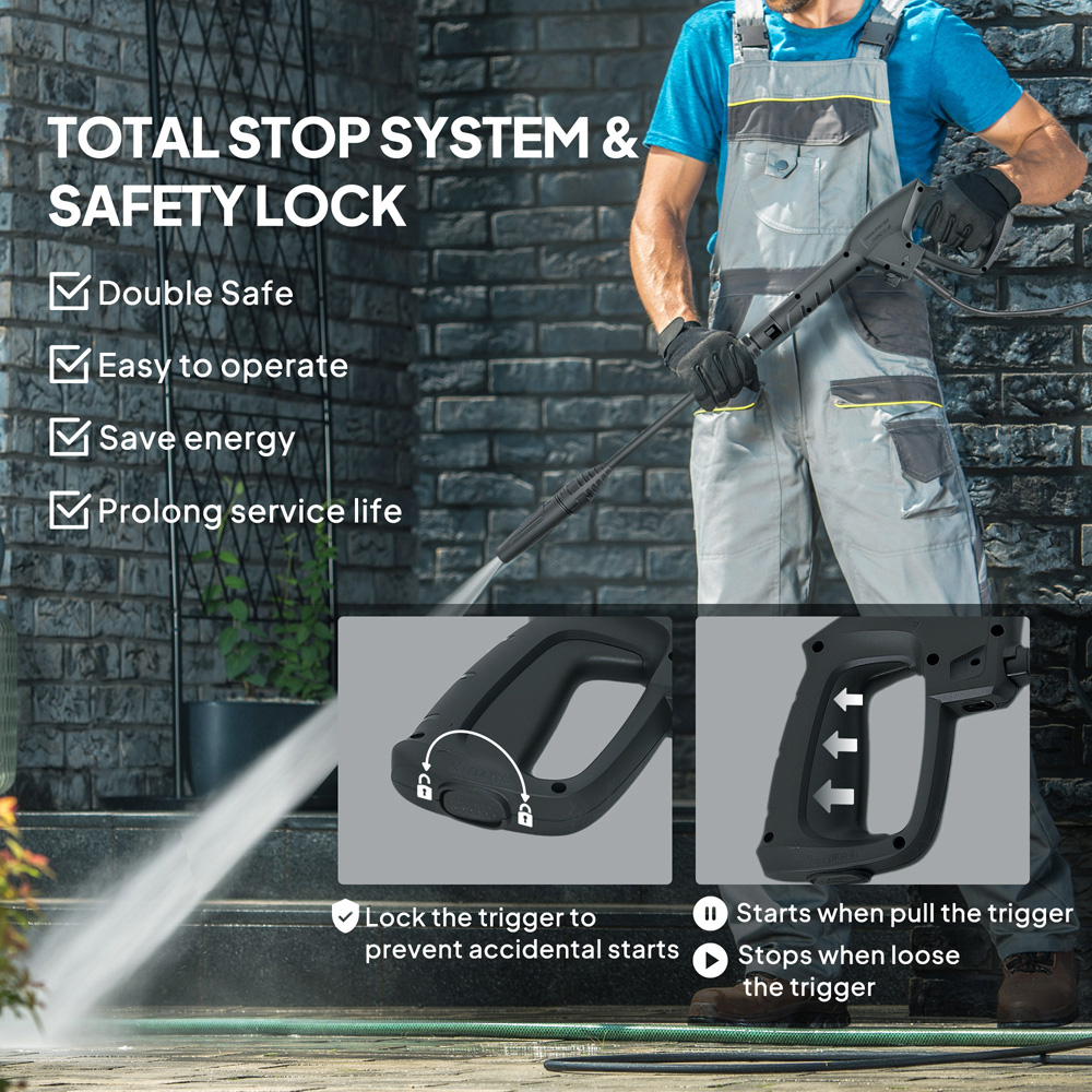 Outsunny 84H-421V70RD 150 Bar Red Pressure Washer with Adjustable Nozzle 1800W Image 6