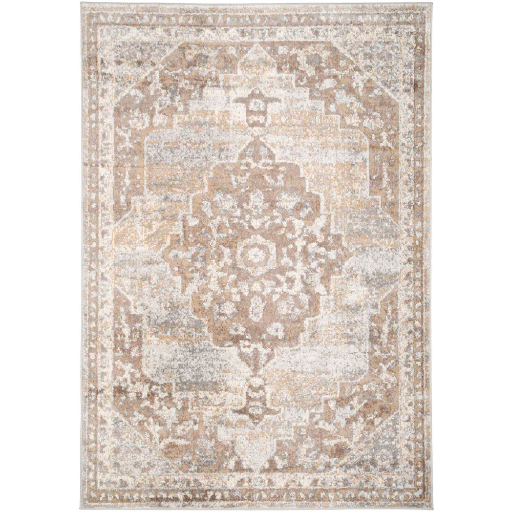 Kukoon Neutral and Beige Traditional Medallion Rug 290 x 200cm Image 1