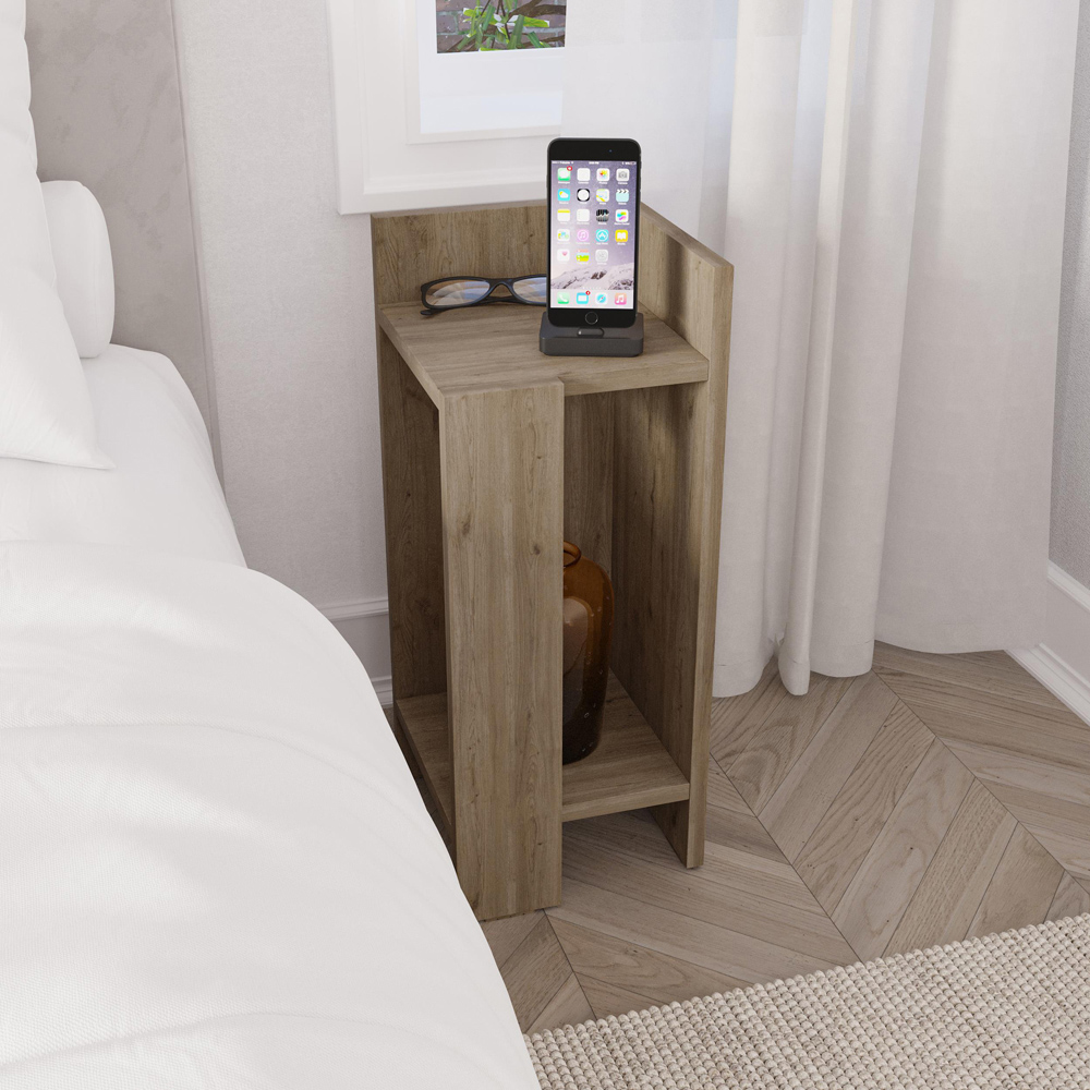 Decortie Elos 2 Shelf Oak Effect Right Module Bedside Table Image 3