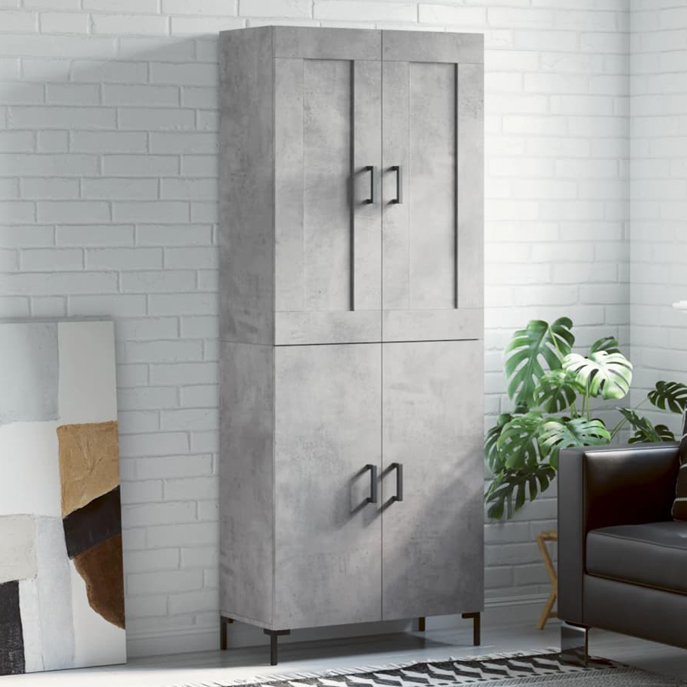 vidaXL 4 Door Concrete Grey Highboard Image 1