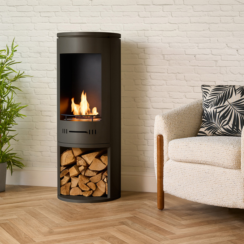 Sureflame Barilo Matte Black Bio Ethanol Stove with Log Storage 3000W Image 8