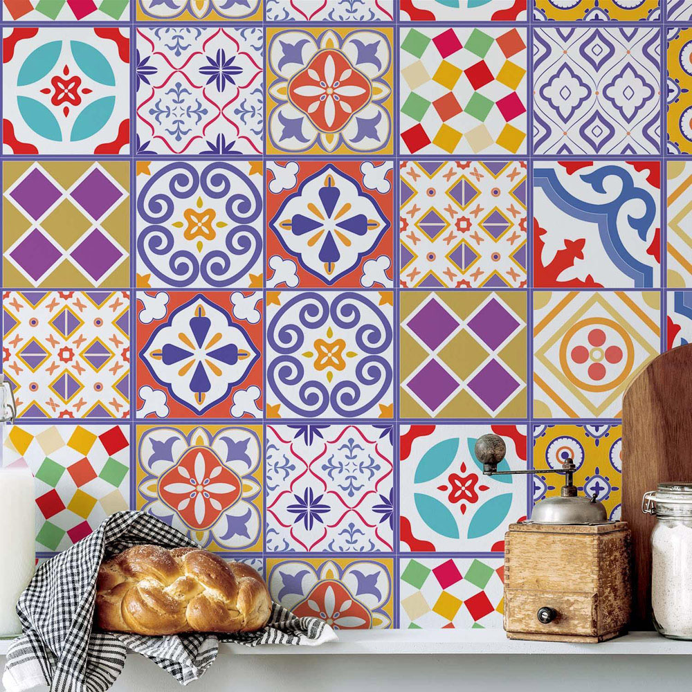 Walplus Colourful Moroccan Tile Sticker 24 Pack Image 1