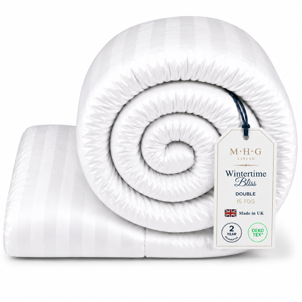 MHG Living Double White Striped Extra Warm Winter Hollowfibre Duvet 15 Tog Image 3