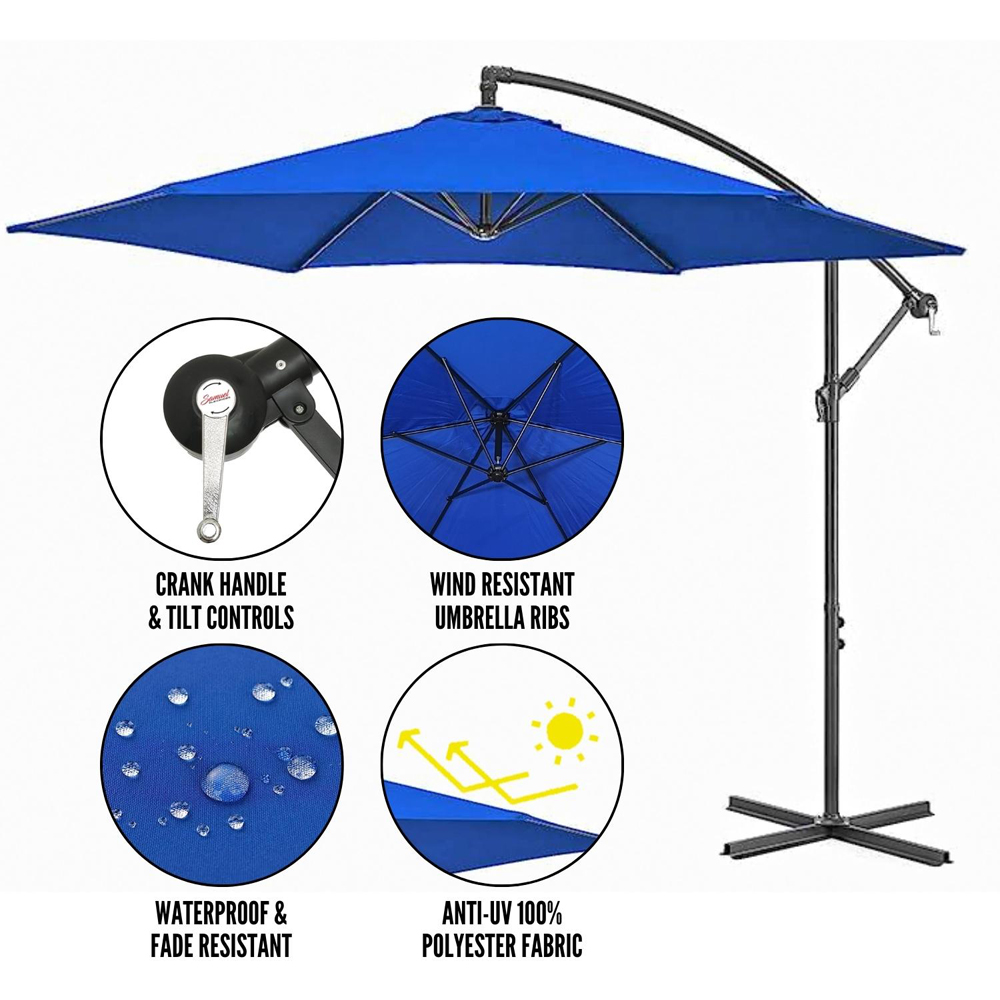 Samuel Alexander Blue Cantilever Parasol with Crank Handle 3m Image 5