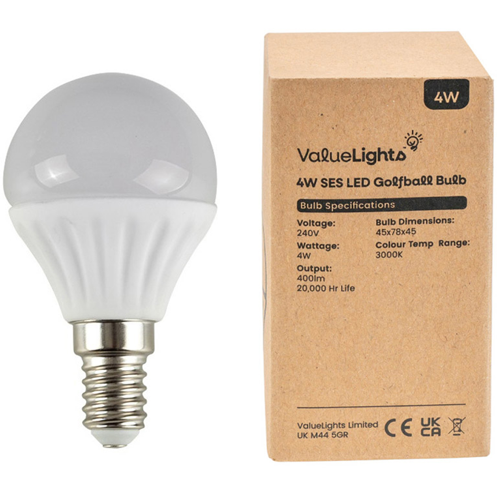 ValueLights 10 Pack E14 Golfball LED 4W Warm White 3000K Light Bulbs Image 3