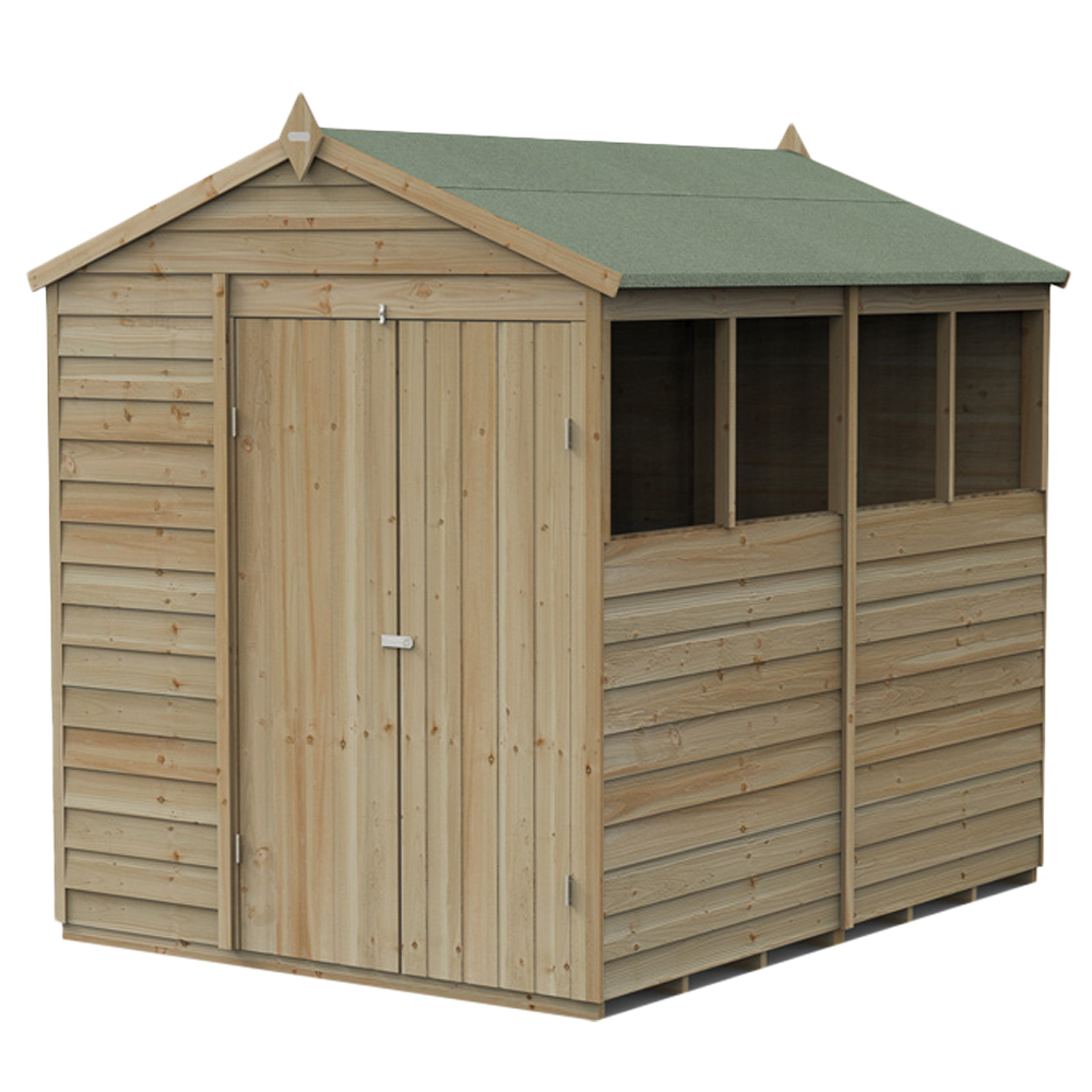 Forest Garden 4LIFE 6 x 8ft Double Door 4 Windows Apex Shed Image 1