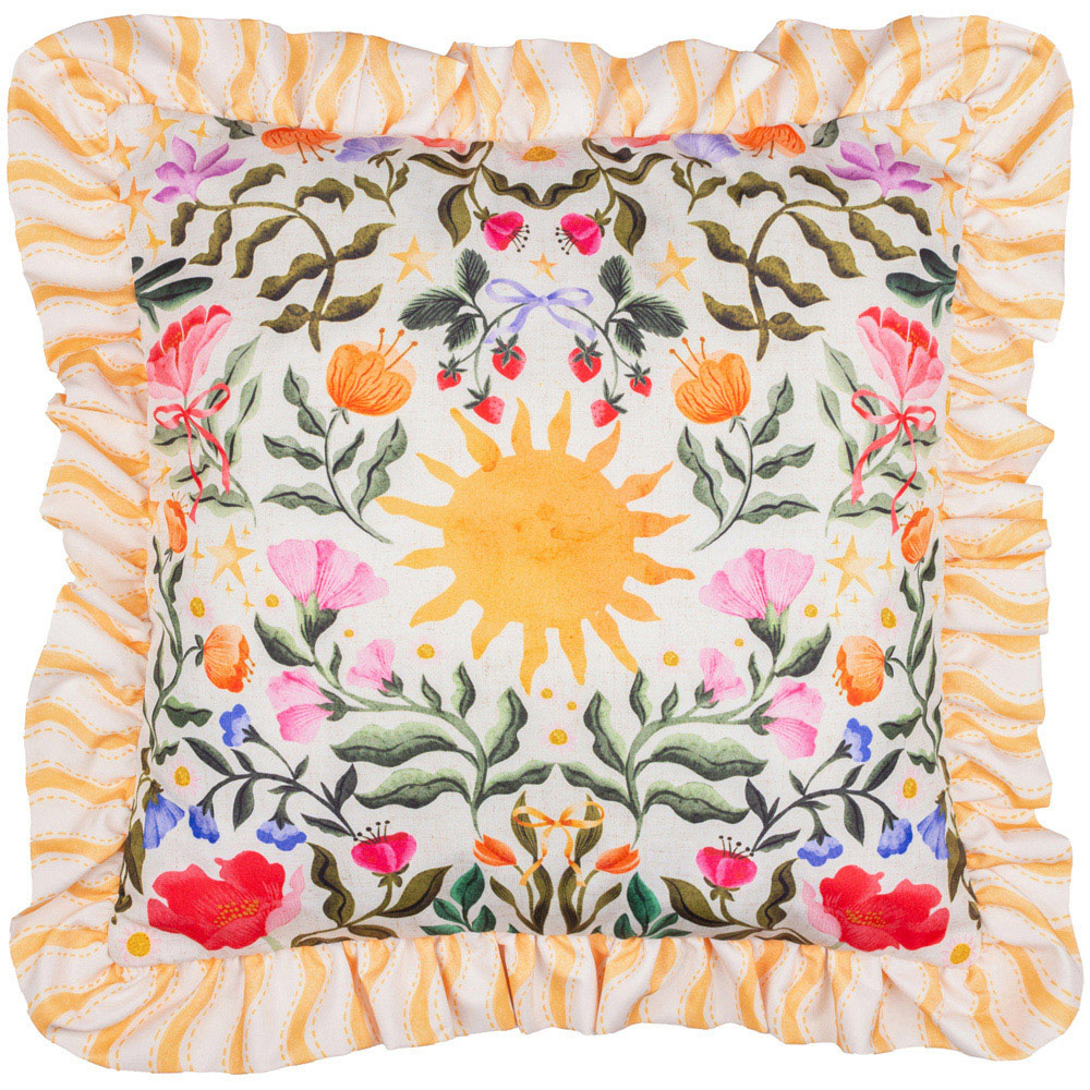 Furn Summer Solstice Yellow Wiggly Stripe Reversible Cushion 50 x 50cm Image 1