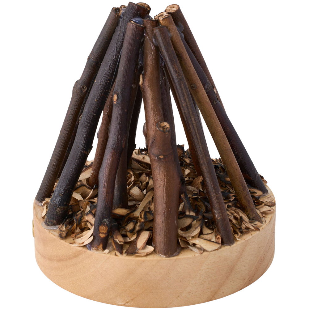 Living and Home Natural Wood LED Campfire Night Light Image 3