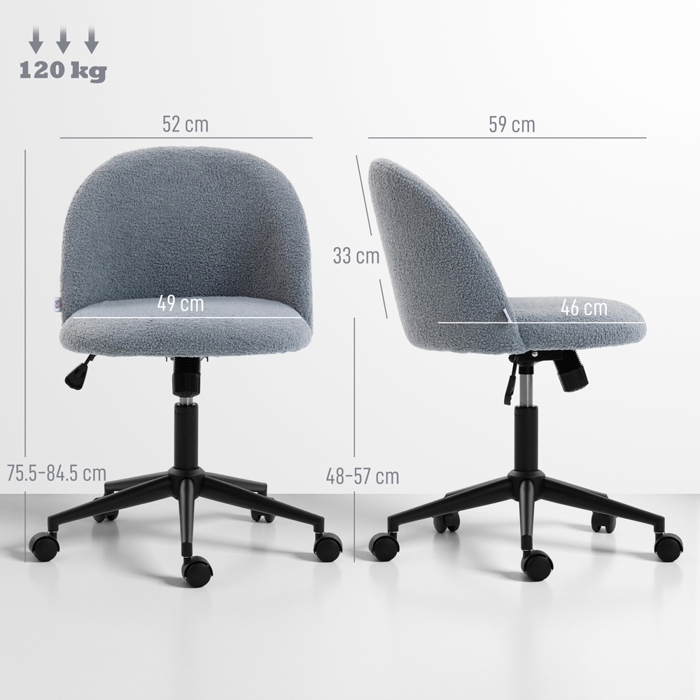 Portland Grey Teddy Fleece Height Adjustable Swivel Office Chair Image 9