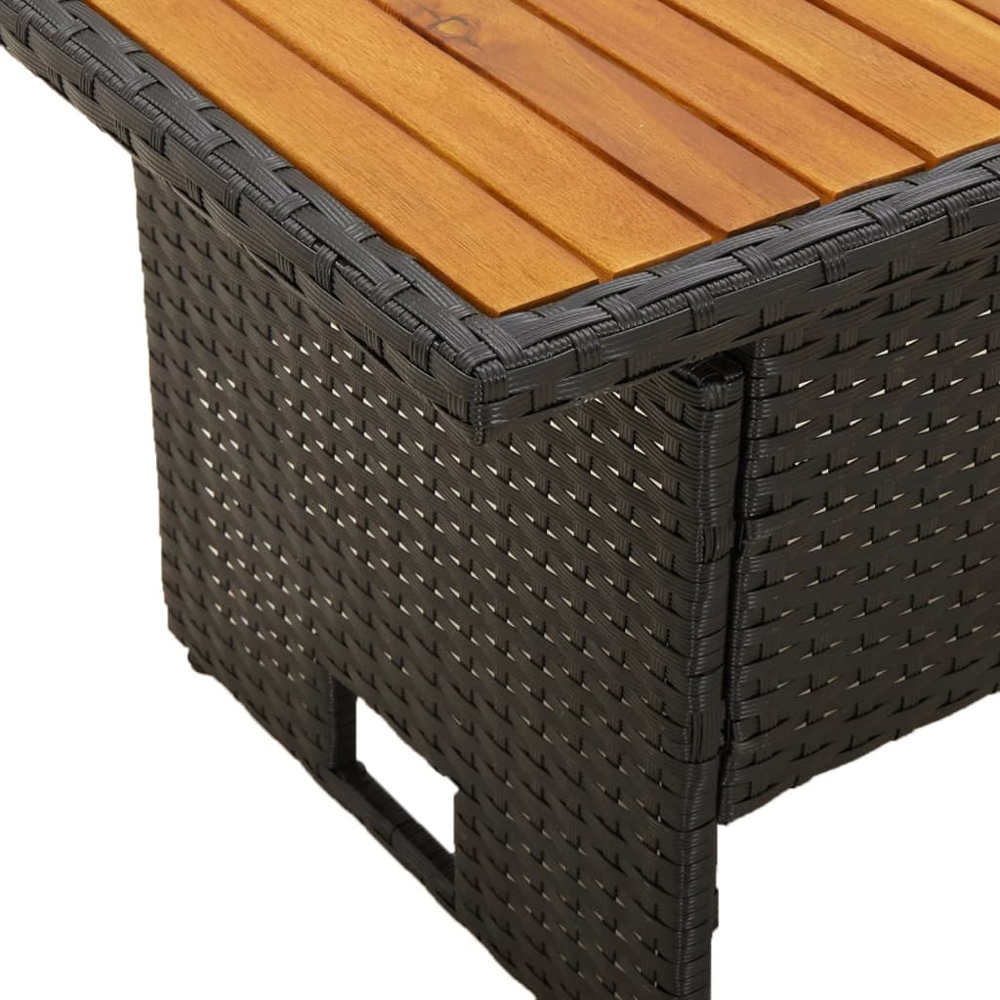 vidaXL Black Solid Wood Acacia and Polyrattan Garden Table Image 6