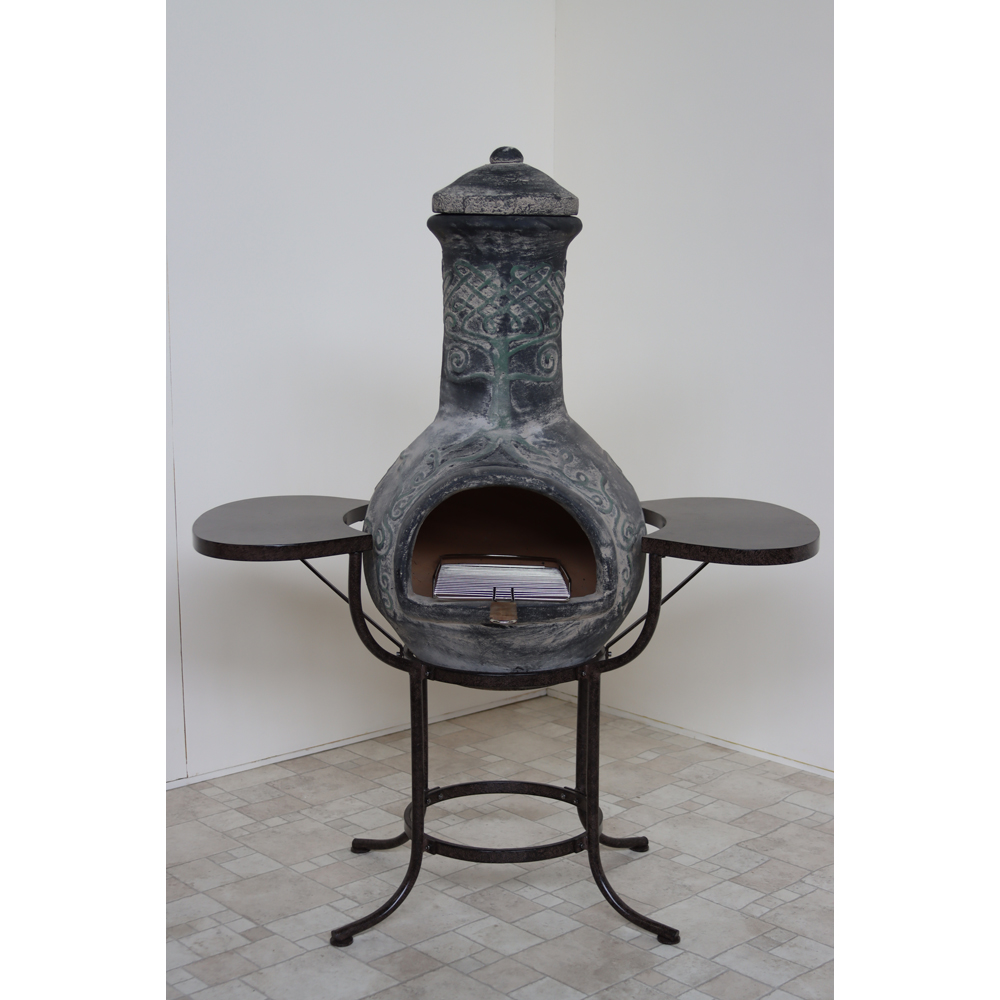 Gardeco BBO-C8D.61 Grill Lava Stones and Cradle Clay Chiminea BBQ Bundle Image 2