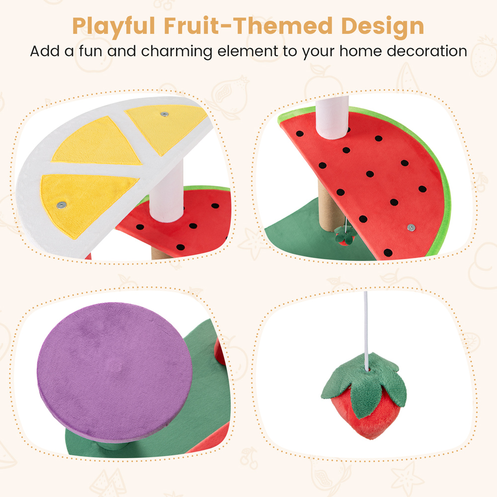 Costway Multi-Level Aesthetic Fruit Cat Tower with Platforms Image 5