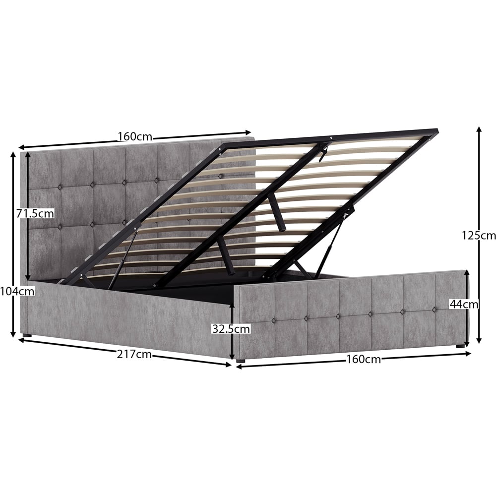 Vida Designs Valentina King Size Silver Crushed Velvet Ottoman Bed Image 8