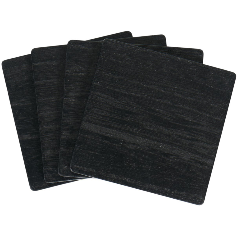 Set of 4 Faux Wood Coasters Black Image 2