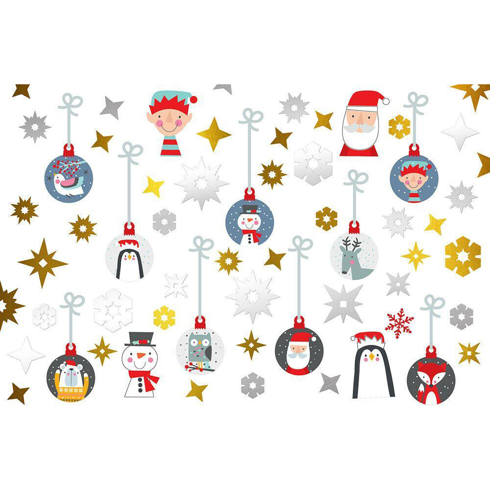 Walplus Golden and Silver Snowflakes Christmas Friends Self Adhesive Wall Stickers 133 Piece Image 2