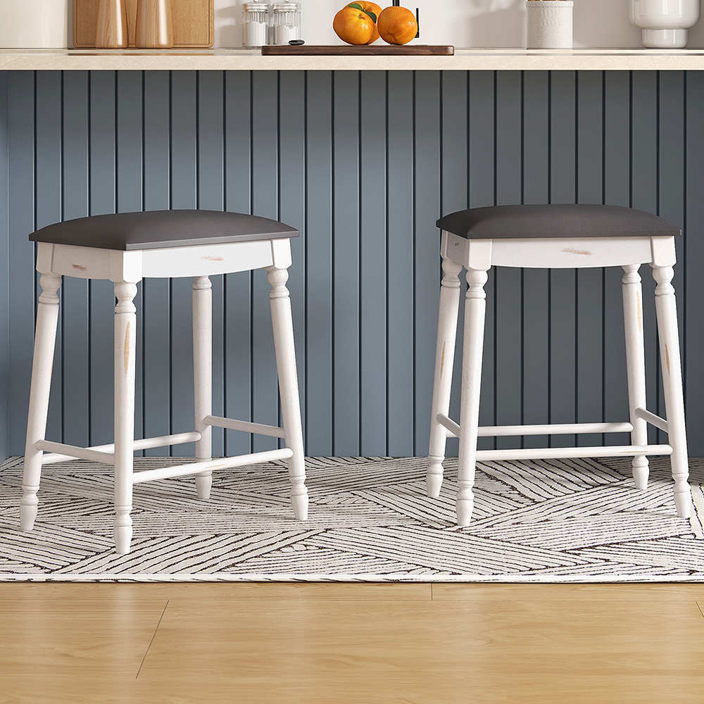 Costway Upholstered Bar Stool Set of 2 Image 1