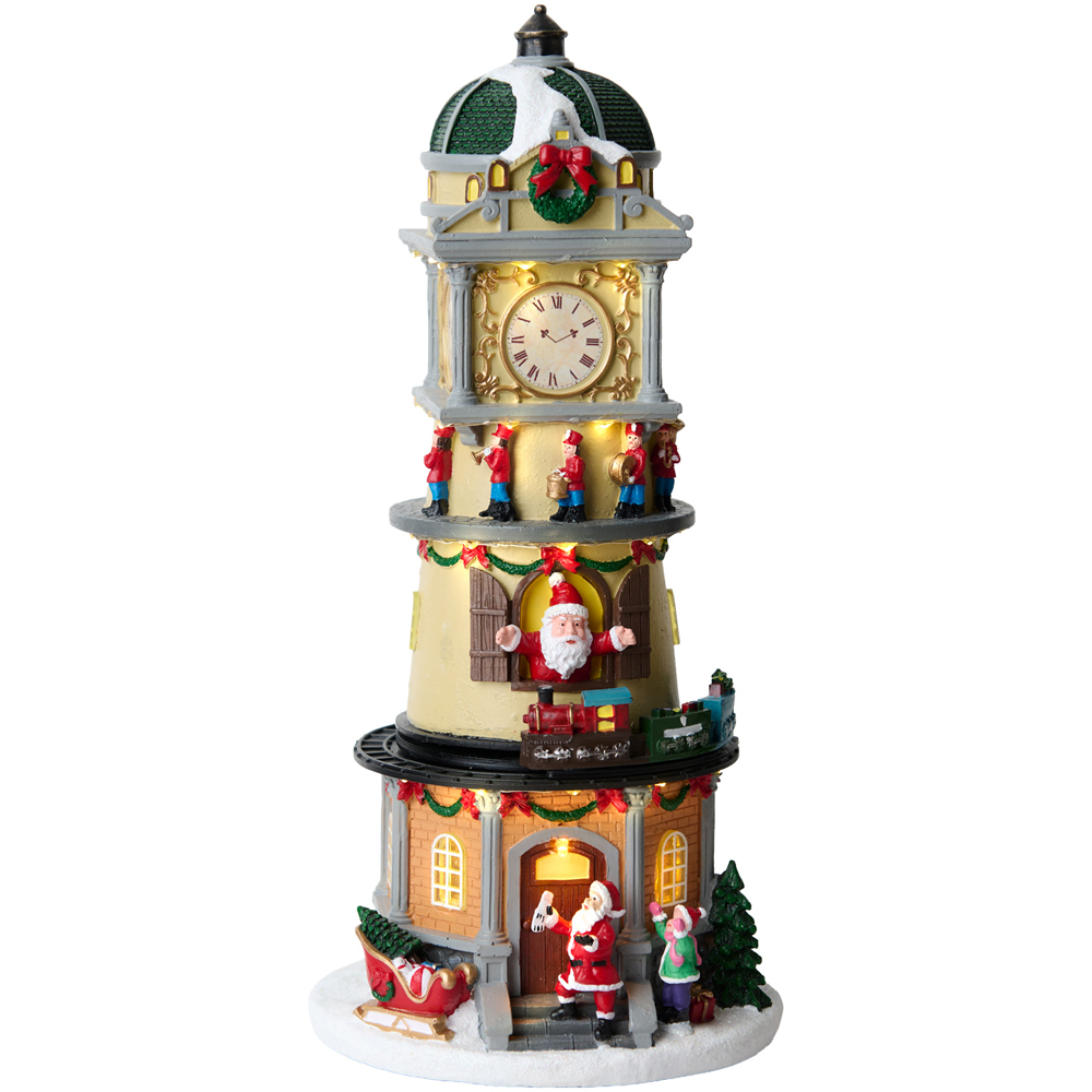 LED Christmas Clock Tower Model Image 1