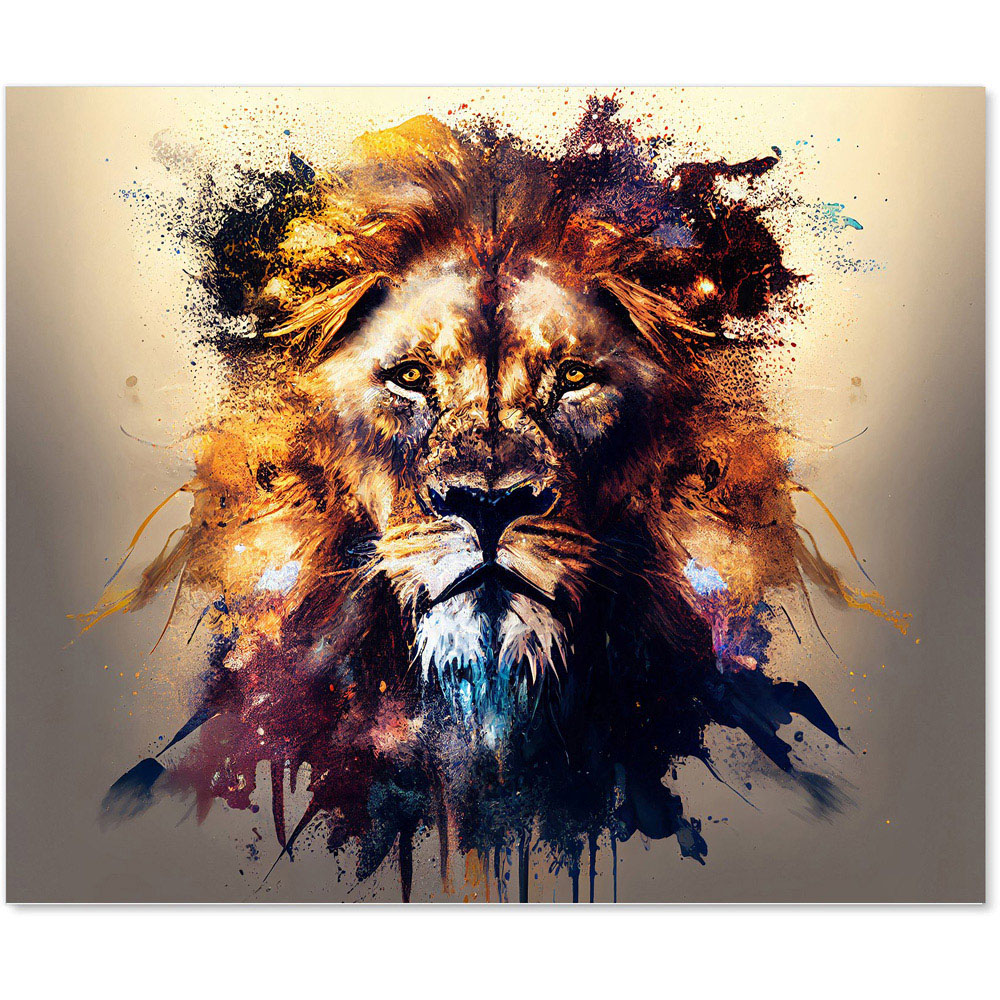 Warren Reed Designer Splashart Majestic Lion Face Glass Kitchen Splashback 75 x 90cm Image 2