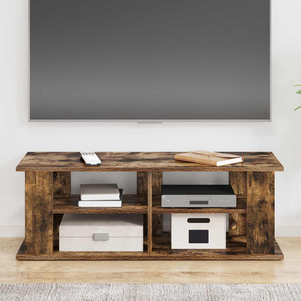vidaXL 2 Shelf Smoked Oak TV Stand Image 1