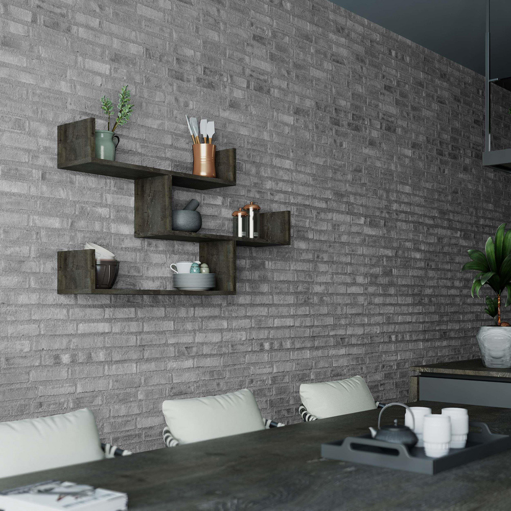 Decortie Tibet 3 Shelf Dark Coffee Modern Wall Mounted Bookcase Image 3