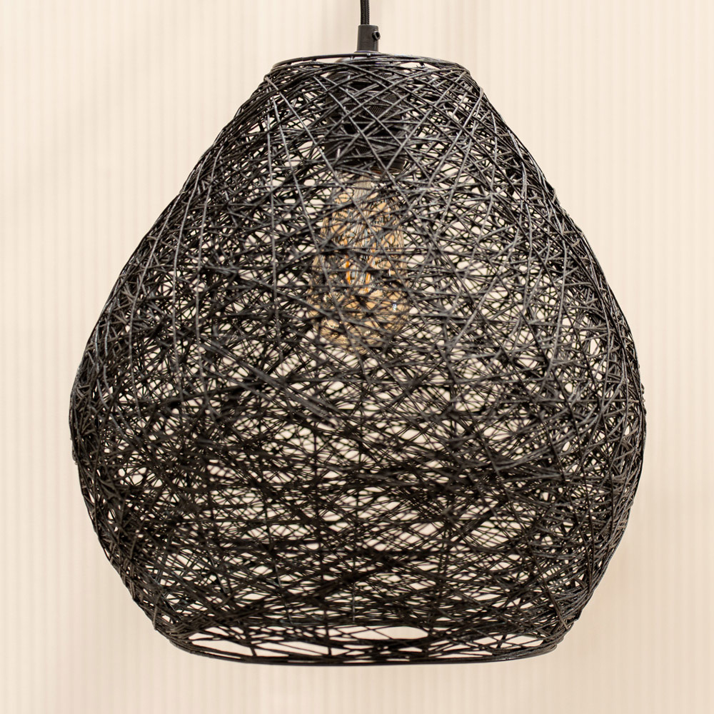 ValueLights Hopper Handmade Black Paper Rope Pendant Light Lamp Shade Image 3