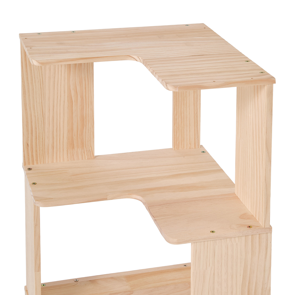 Living and Home 6 Shelf Natural Wooden L-Shaped Corner Bookshelf Image 5