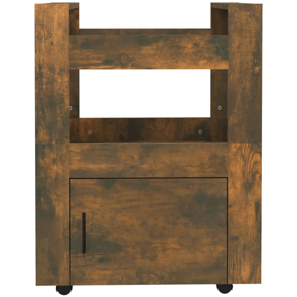 vidaXL Single Door 2 Shelf Smoked Oak Kitchen Trolley Image 5