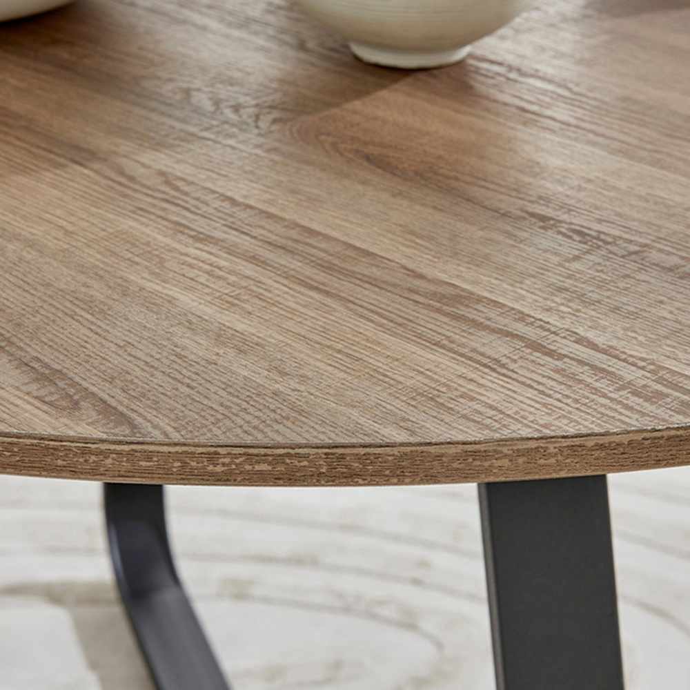 Furniturebox Fira Valera Wood Effect 6 Seater Round Dining Set Brown Grey and Black Image 5