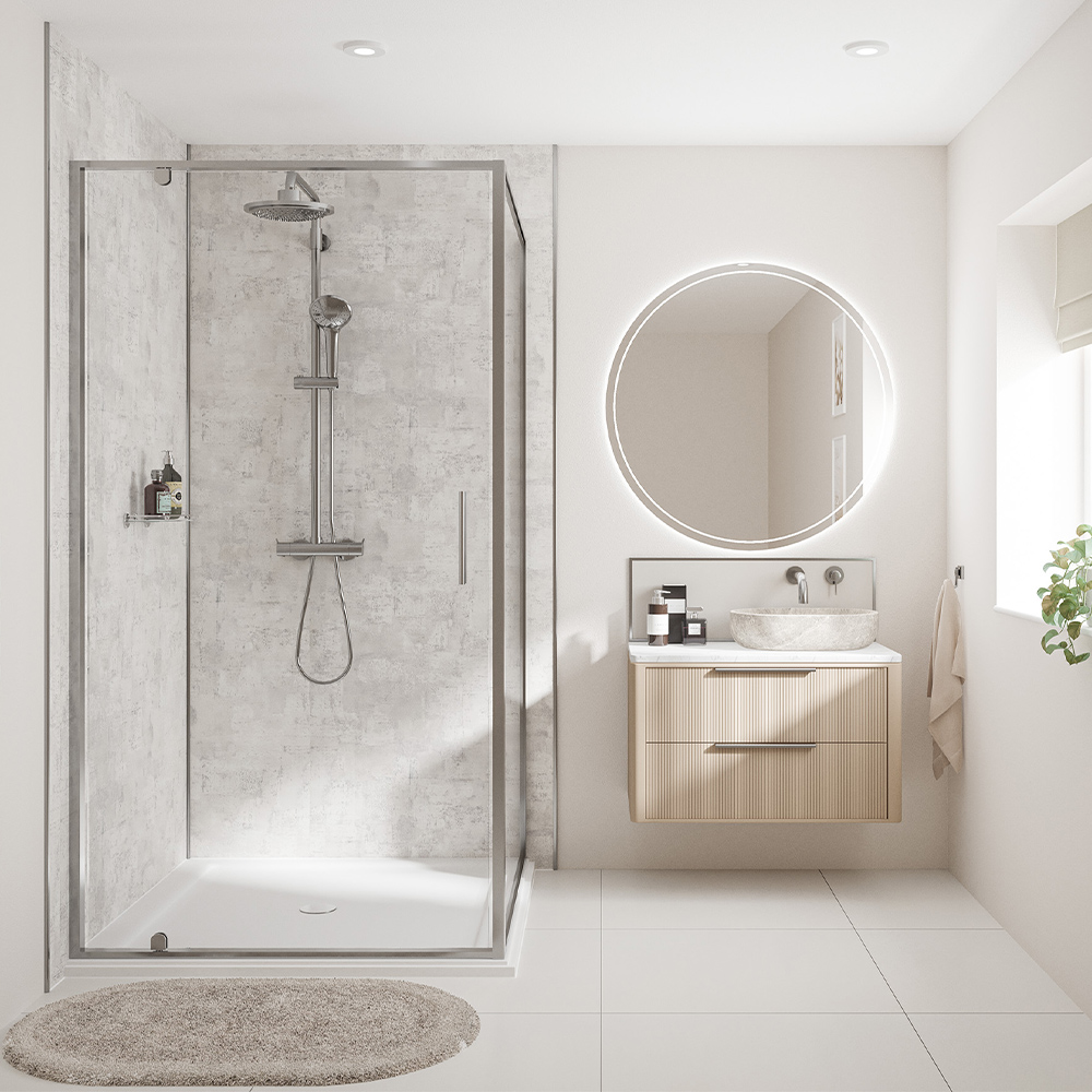 Wetwall Mermaid Tongue and Groove Light Stone Plywood Shower Panel 2420 x 585mm Image 4