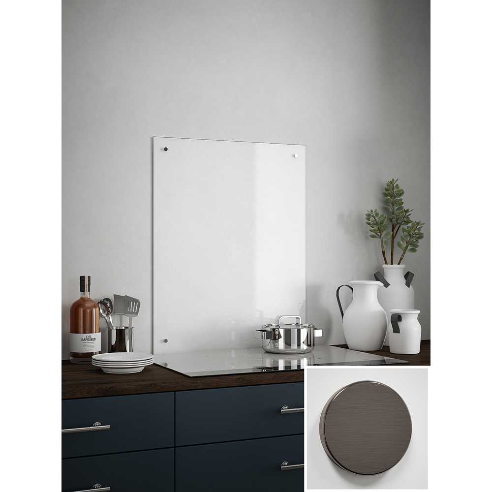 Clear Glass Kitchen Splashback with Bronze Caps 600 x 750 x 4mm Image 4