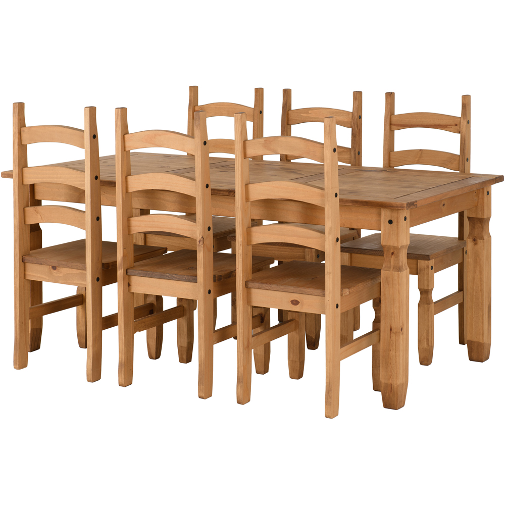 Seconique Corona Distressed Waxed Pine 6 Seater Dining Table Set Image 3