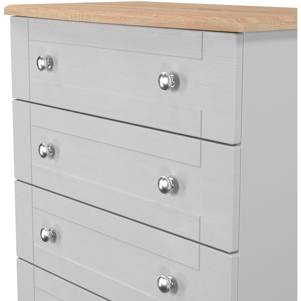 Crowndale Sussex 5 Drawer Grey Ash and Bardolino Oak Chest of Drawers Ready Assembled Image 5