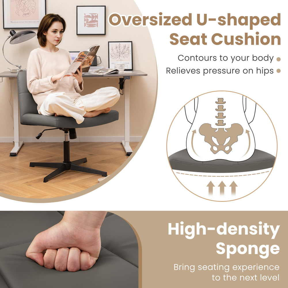 Costway Grey Cross Legged Office Chair Image 4