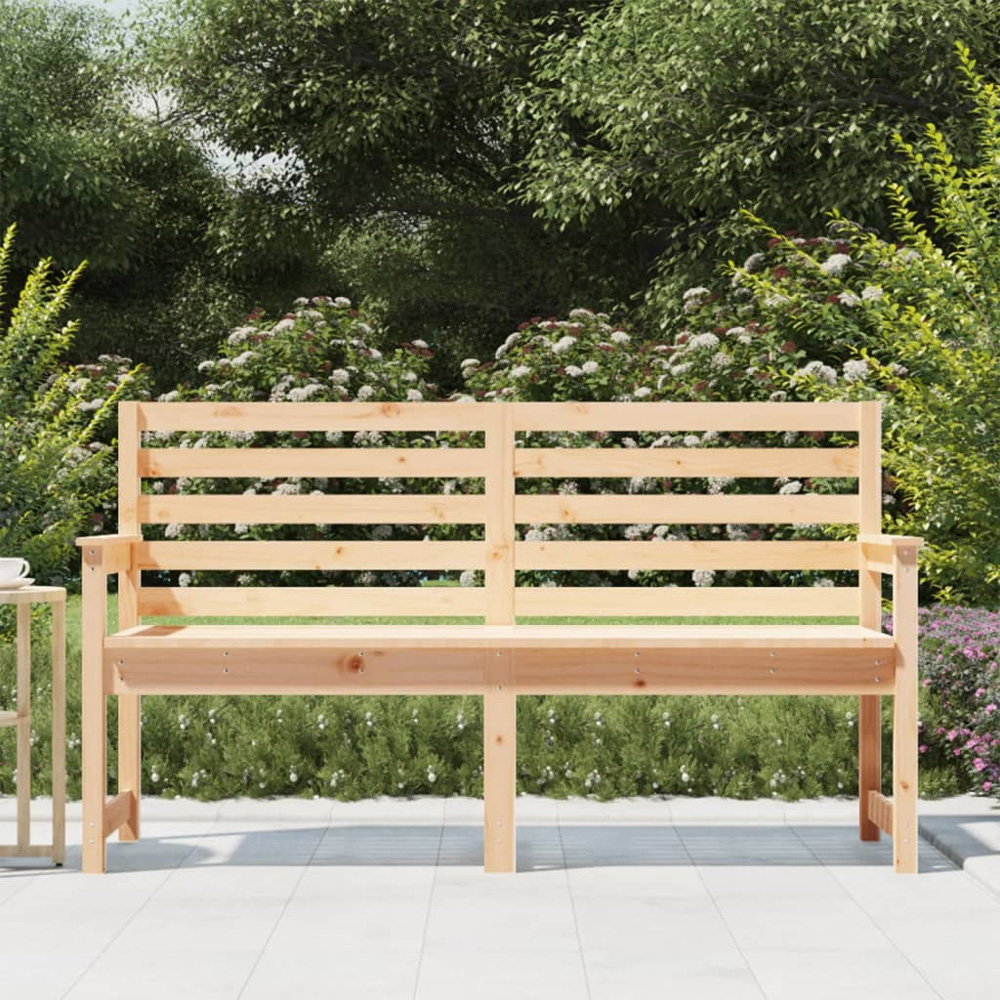 vidaXL Natural Solid Pine Wood Slatted Garden Bench 159.5 x 48 x 91.5cm Image 6
