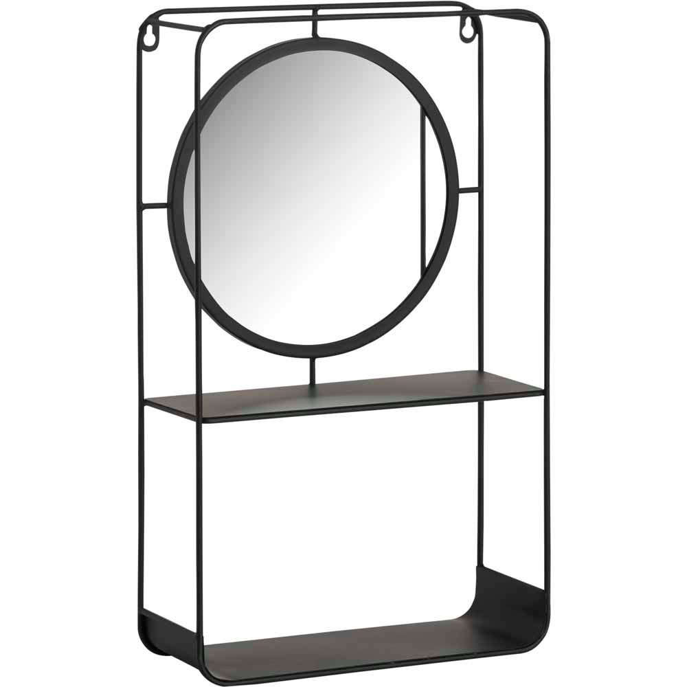 Wilko Black Shelving Mirror Unit Wilko