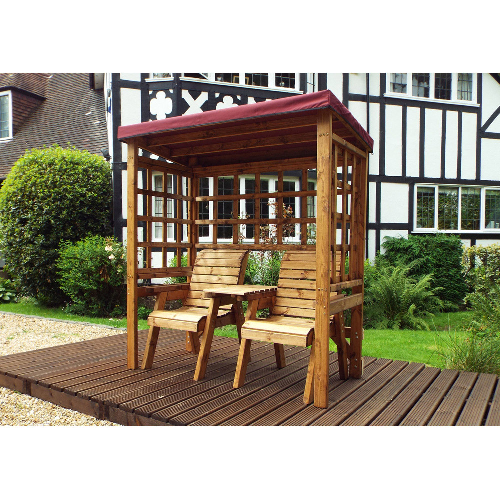 Charles Taylor Henley 2 Seater Arbour with Burgundy Roof Cover Image 6