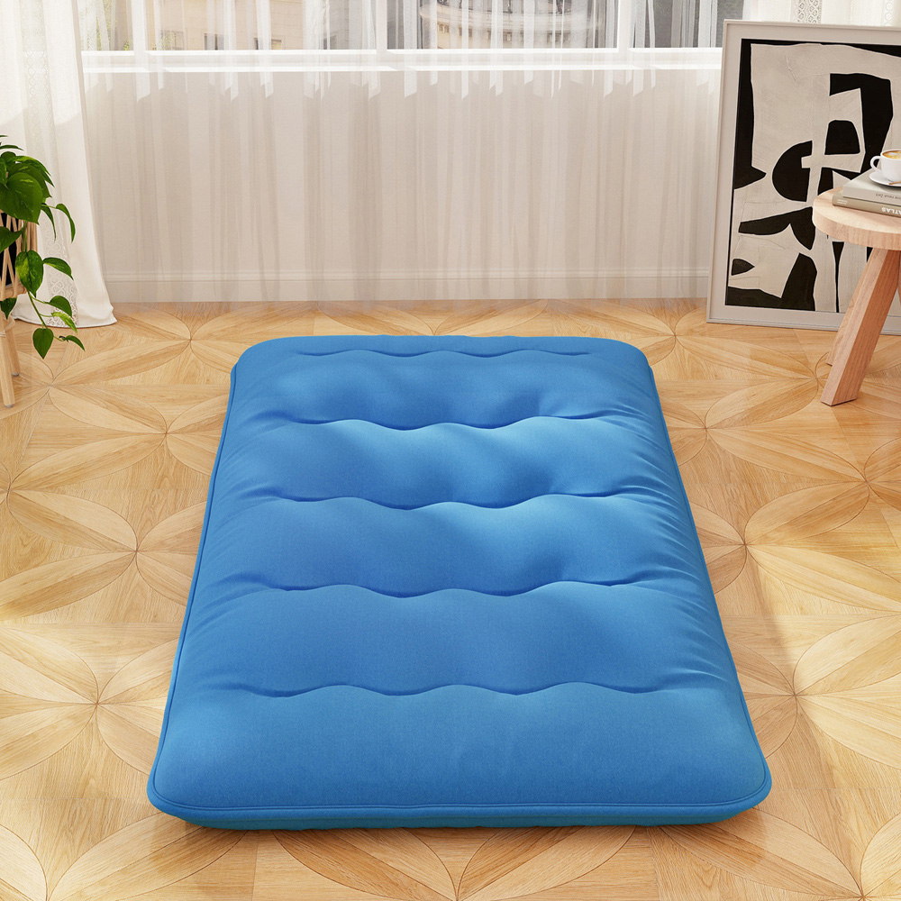 Costway Compact Double Blue Japanese Floor Mattress with Cover and Carry Bag Image 2