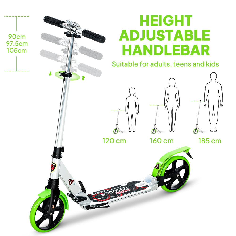 HOMCOM Green Adult Foldable Kick Scooter Image 7