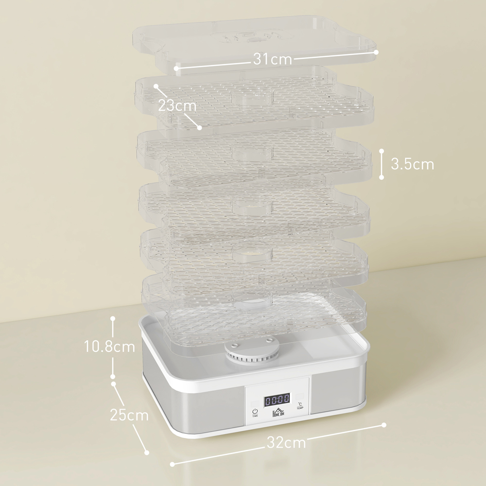 HOMCOM 800-142V70WT White 5 Tray Food Dehydrator 245W Image 9