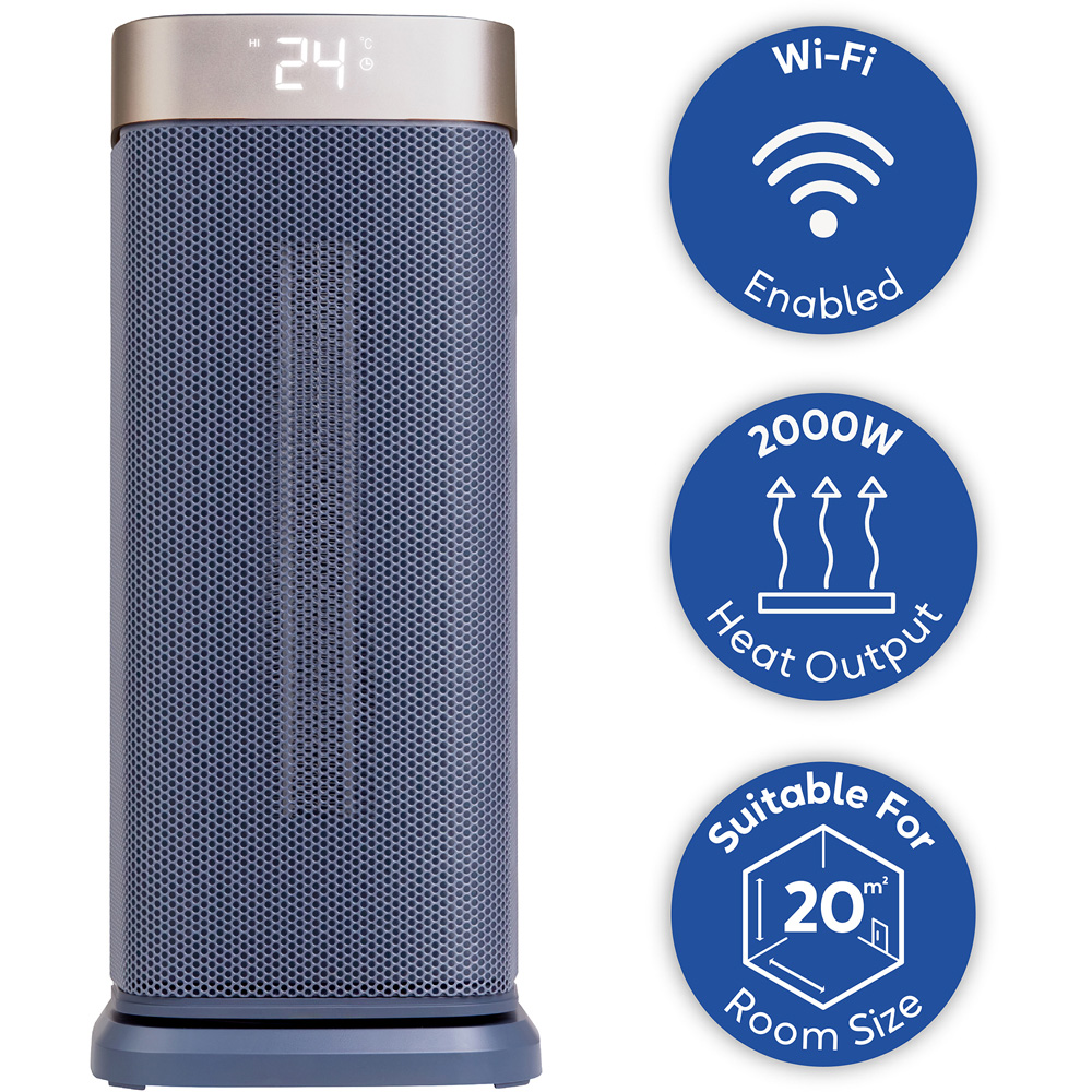 Russell Hobbs RHCTH2002G-SMT Soft Navy and Champagne Smart Wi-Fi Enabled Ceramic Heater 2000W Image 8