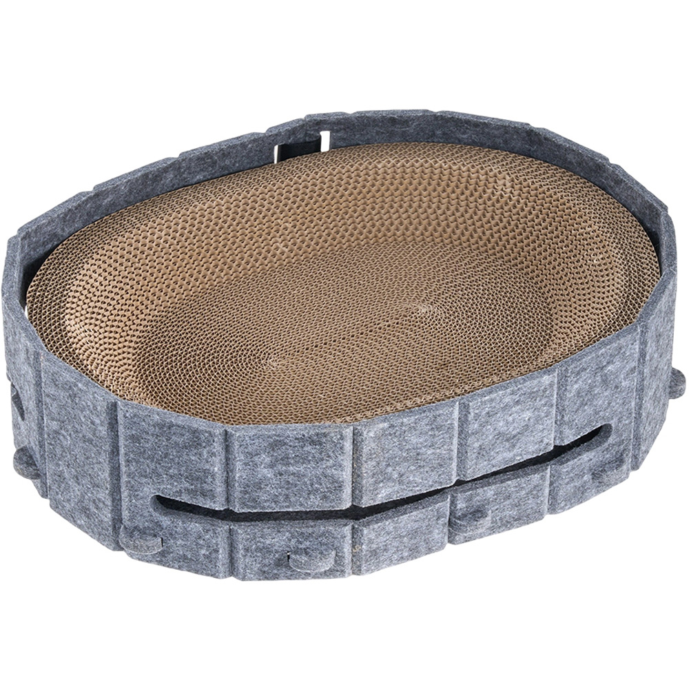 H&O Direct 3-in-1 Oval Cat Scratching Board with Ball Track Image 3
