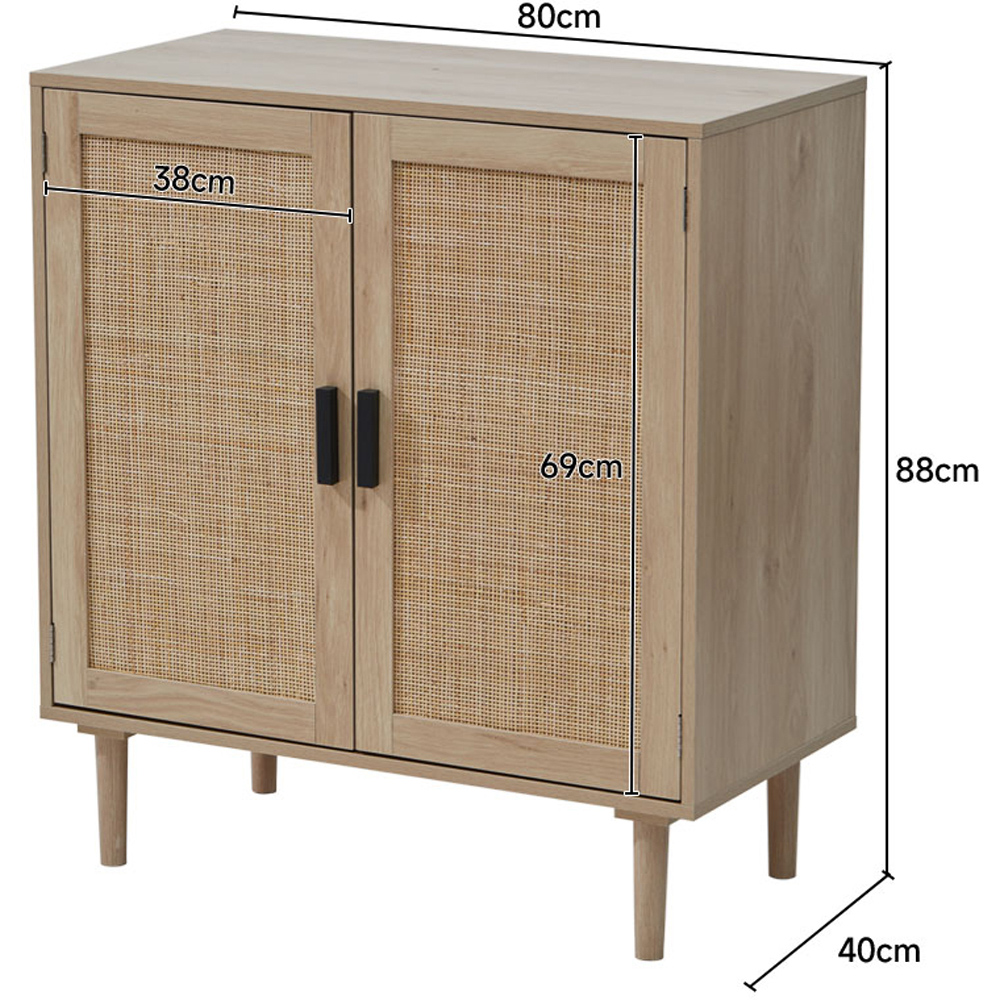 Living and Home 2 Door Brown Rattan Sideboard Image 9