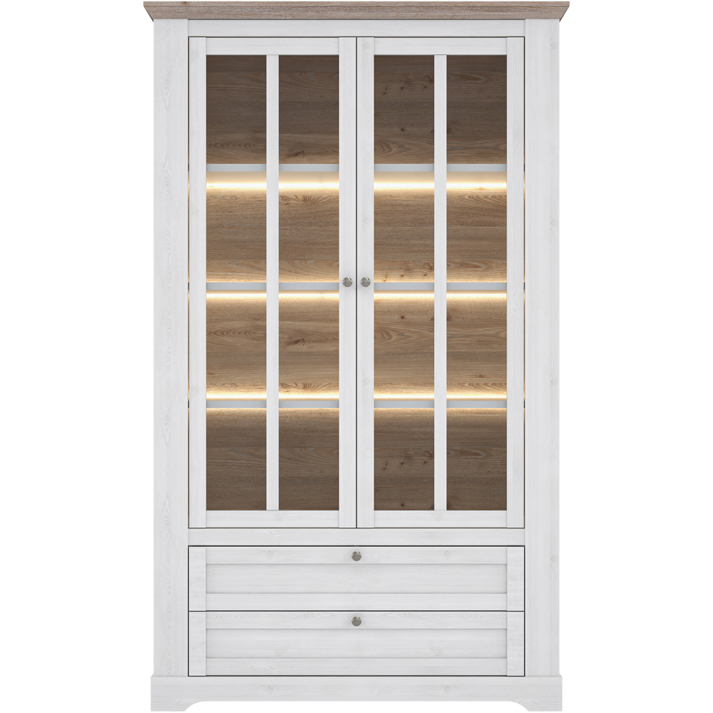 Florence Illopa 2 Door 2 Drawer Nelson and Snowy Oak Display Cabinet Image 3