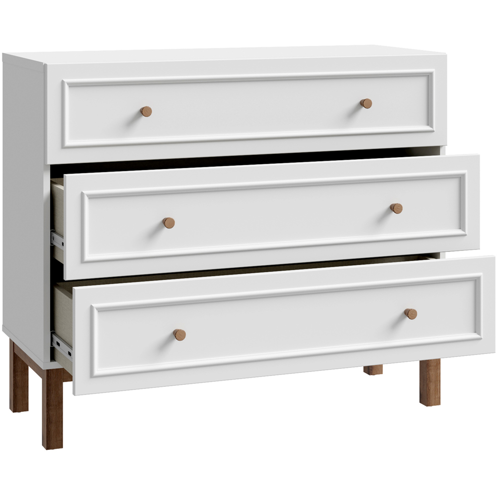 Florence Wensley 3 Drawer Light Grey and Oak Chest of Drawers Image 4