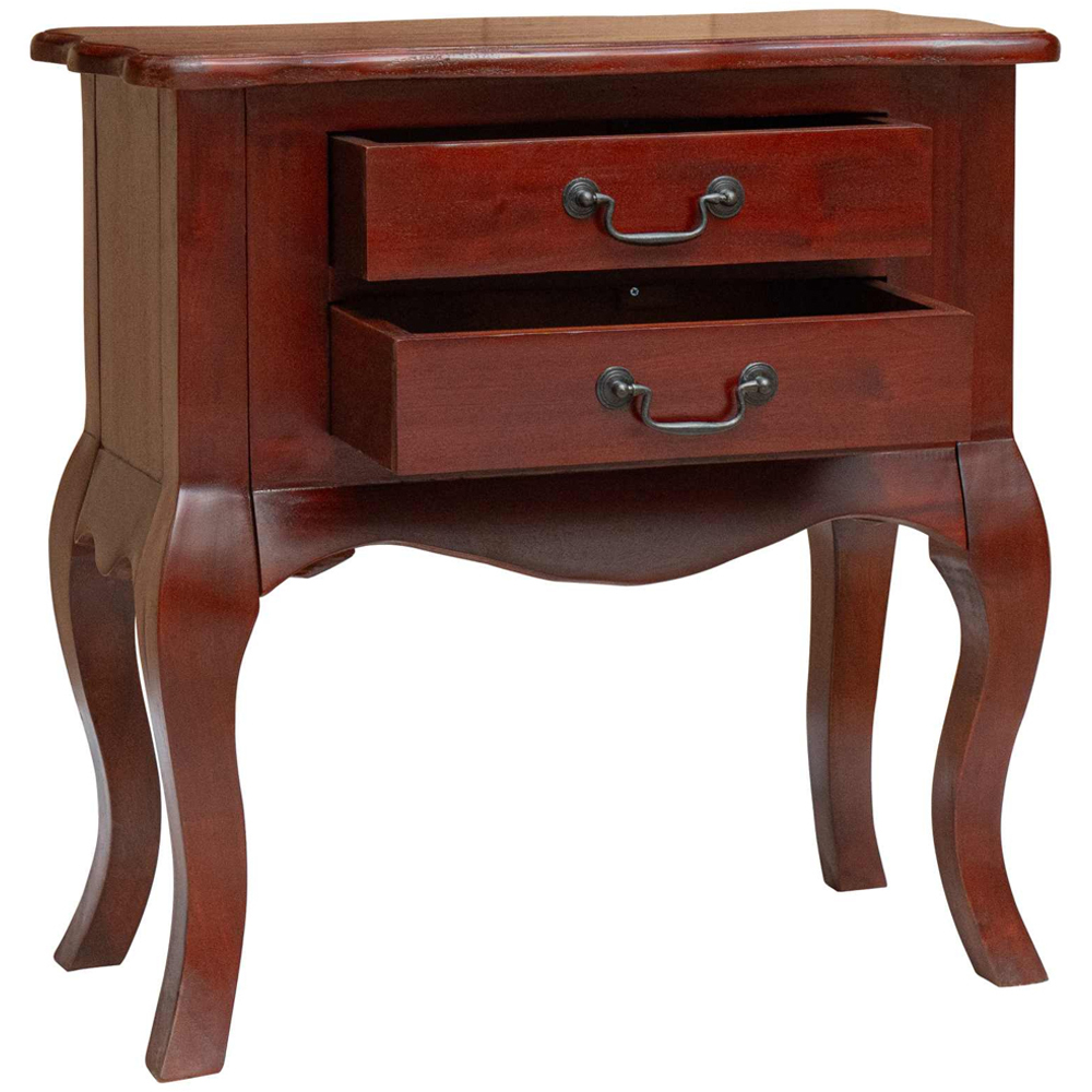 vidaXL 2 Drawer Dark Brown Solid Mahogany Wood Side Table Image 4