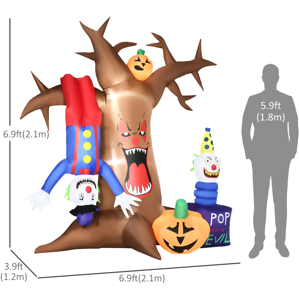 Outsunny Halloween Inflatable Ghost Tree with Upside Down Clown and Pumpkins 7ft Image 7