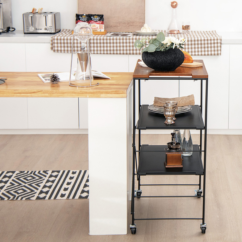Costway 2 Shelf Black Storage Trolley Image 3