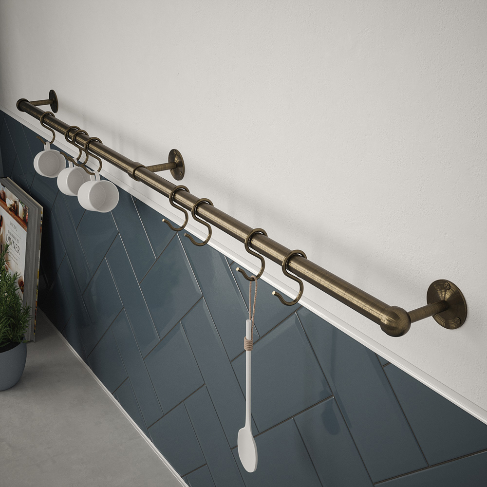 Rothley Antique Brass Utensil Rail 19 x 1000mm Image 2