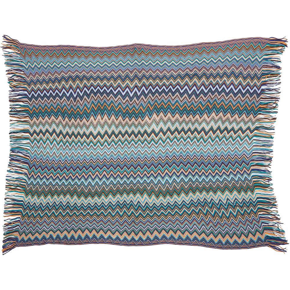 Living and Home Bohemian Blue Wave Sofa Throw Blanket with Tassels 170 x 127cm Image 1